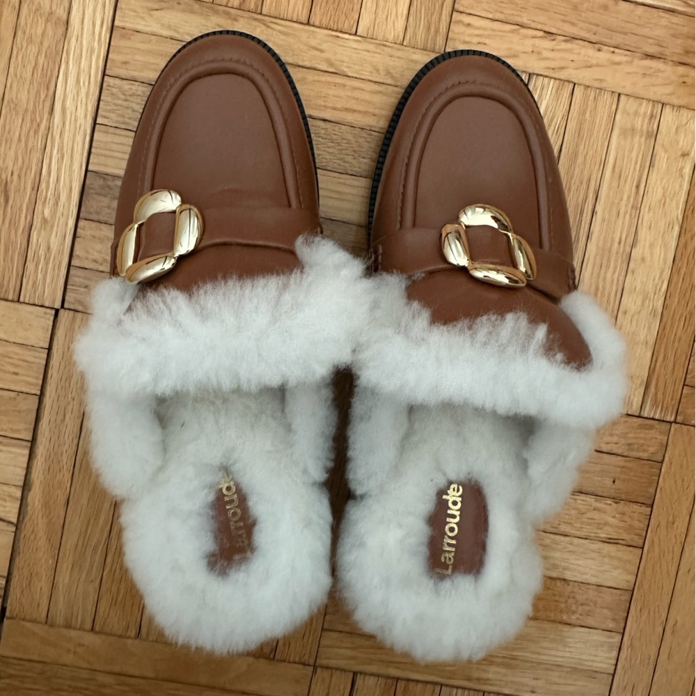 Larroude Shearling Mules